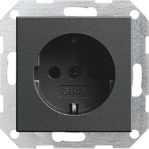 Розетка с заземлением без рамки Gira System55 1-м. 16А антрацит картинка